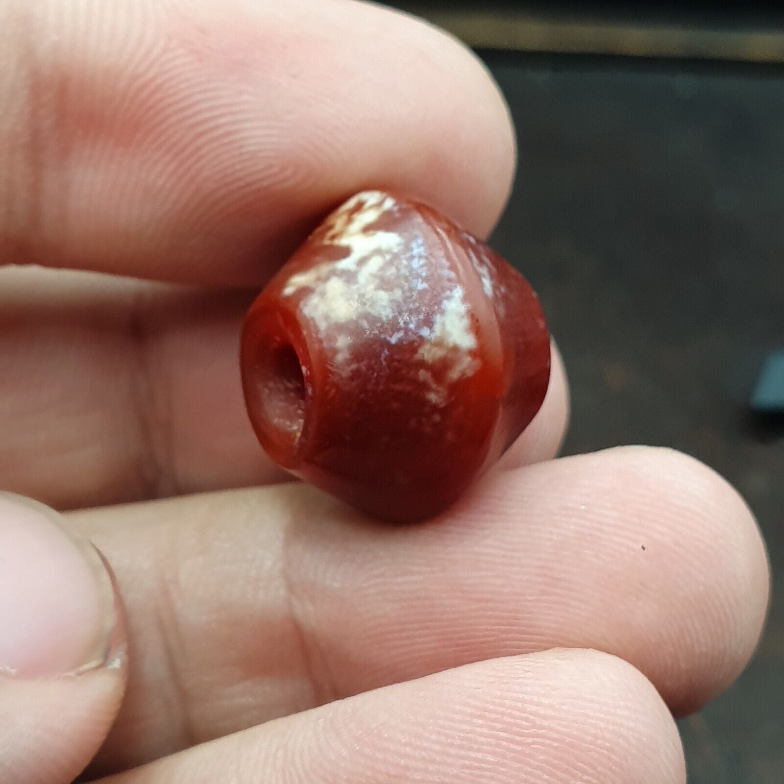 Antique RARE INDO-TIBETAN CARNELIAN / AGATE BEAD (18.3mm x 15.1mm)