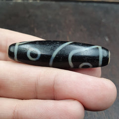 Fish Eye Pattern 3 eyes Himalayan Indo Tibetan Agate Dzi Bead Amulet