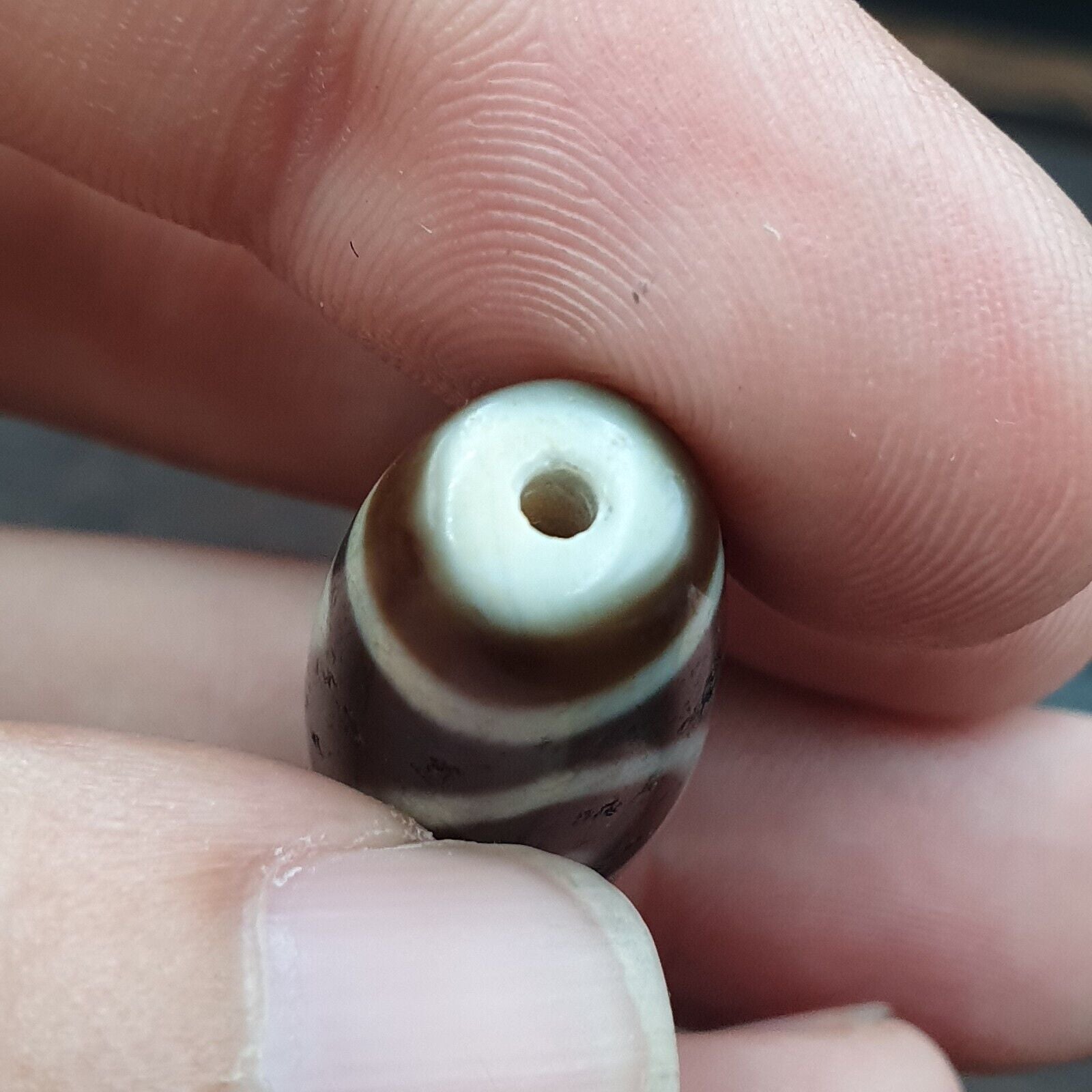 2 Eyes  Circle Squared  Tibetan High Quality Agate Dzi Bead Amulet OTB8-4