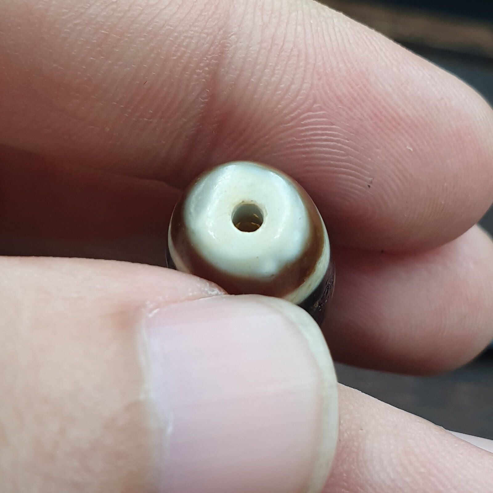 2 Eyes  Circle Squared  Tibetan High Quality Agate Dzi Bead Amulet OTB8-4