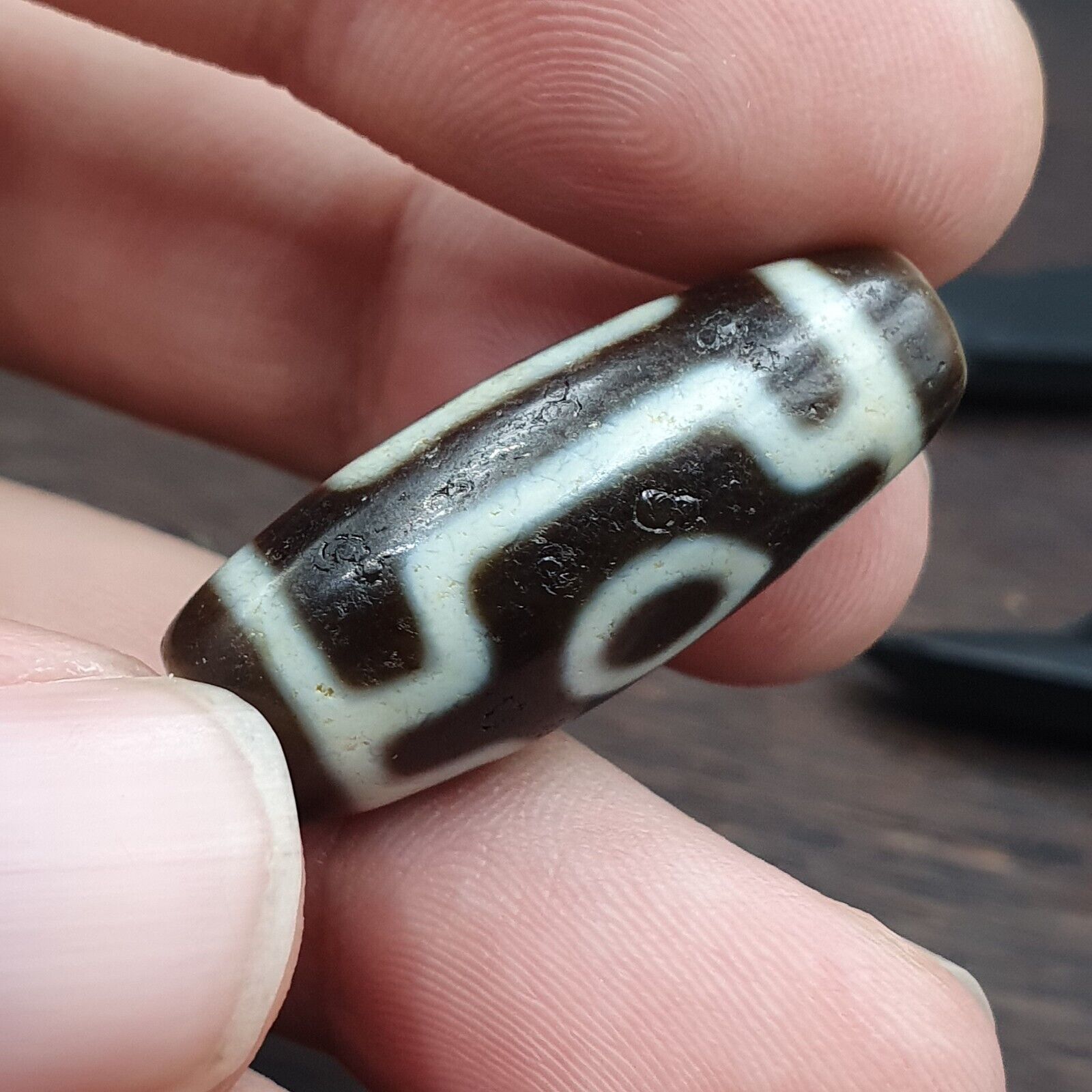 Uniquely 2 Side Eyes Old Tibetan High Quality Agate Dzi Bead Amulet OTB8-3