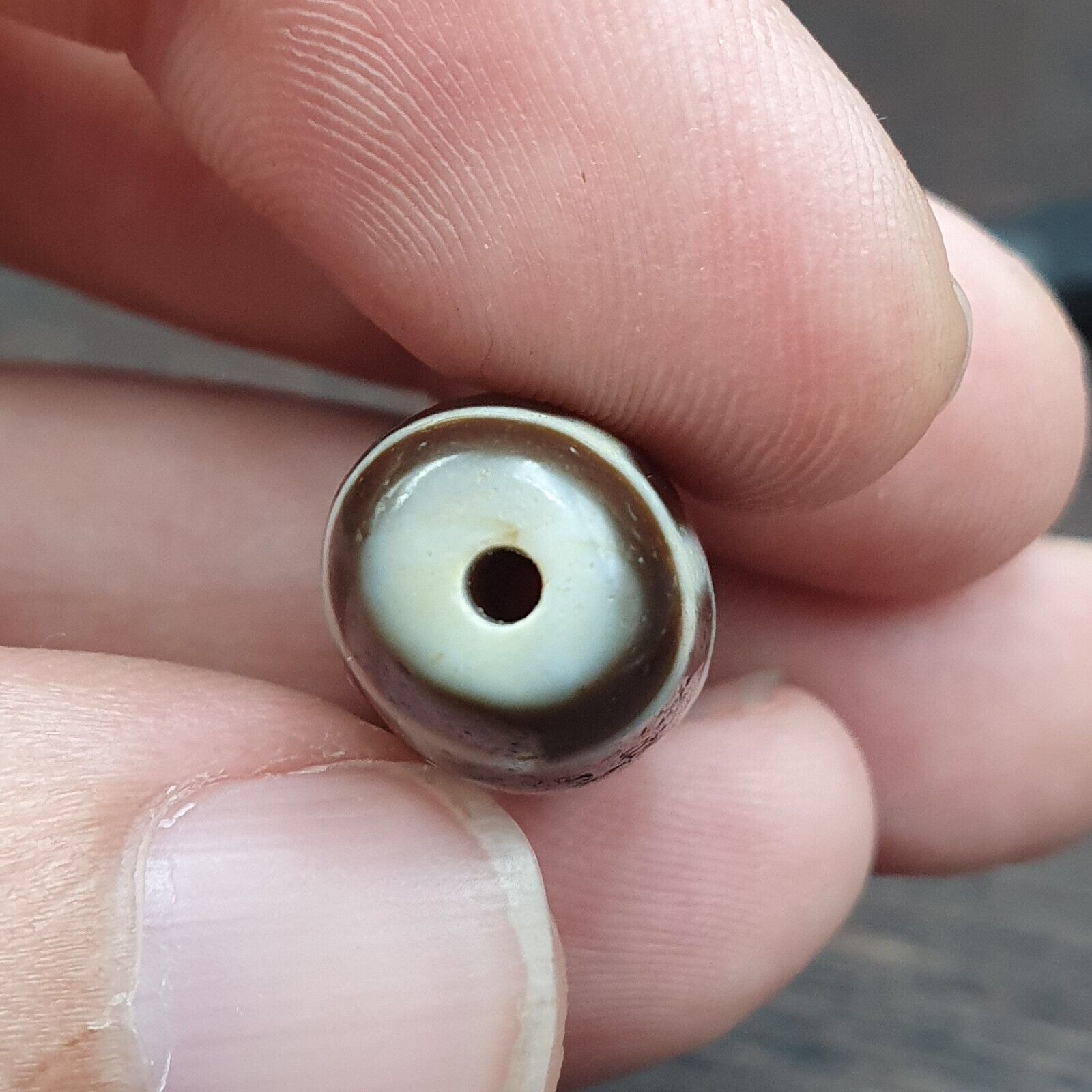 Uniquely 2 Side Eyes Old Tibetan High Quality Agate Dzi Bead Amulet OTB8-3