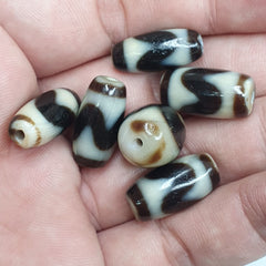 Lot 6 Powerful Tiger Teeth patterns Tibetan Agate Dzi Bead Amulet OTB-