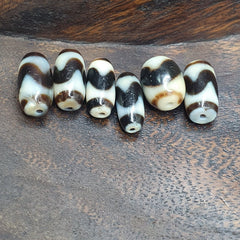 Lot 6 Powerful Tiger Teeth patterns Tibetan Agate Dzi Bead Amulet OTB-