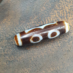 Vintage Tibetan 3 Round Eyes Unique pattern Agate stone Dzi Bead Amulet