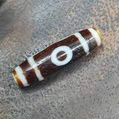 Vintage Tibetan 3 Round Eyes Unique pattern Agate stone Dzi Bead Amulet