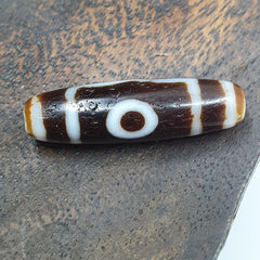 Vintage Tibetan 3 Round Eyes Unique pattern Agate stone Dzi Bead Amulet