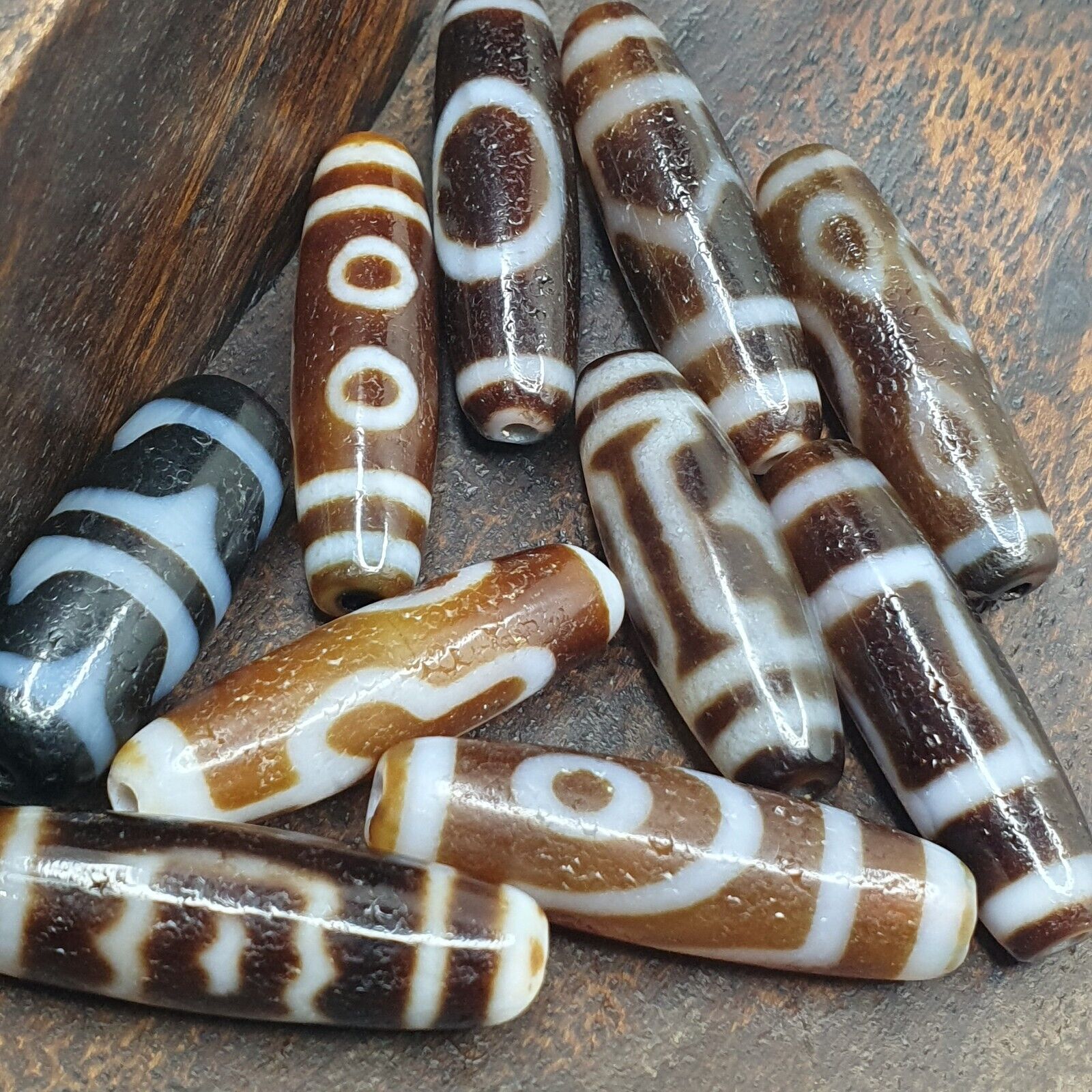 Lot 10 Tibetan Unique patterns Eyes Agate stone Dzi Bead Amulet L10P