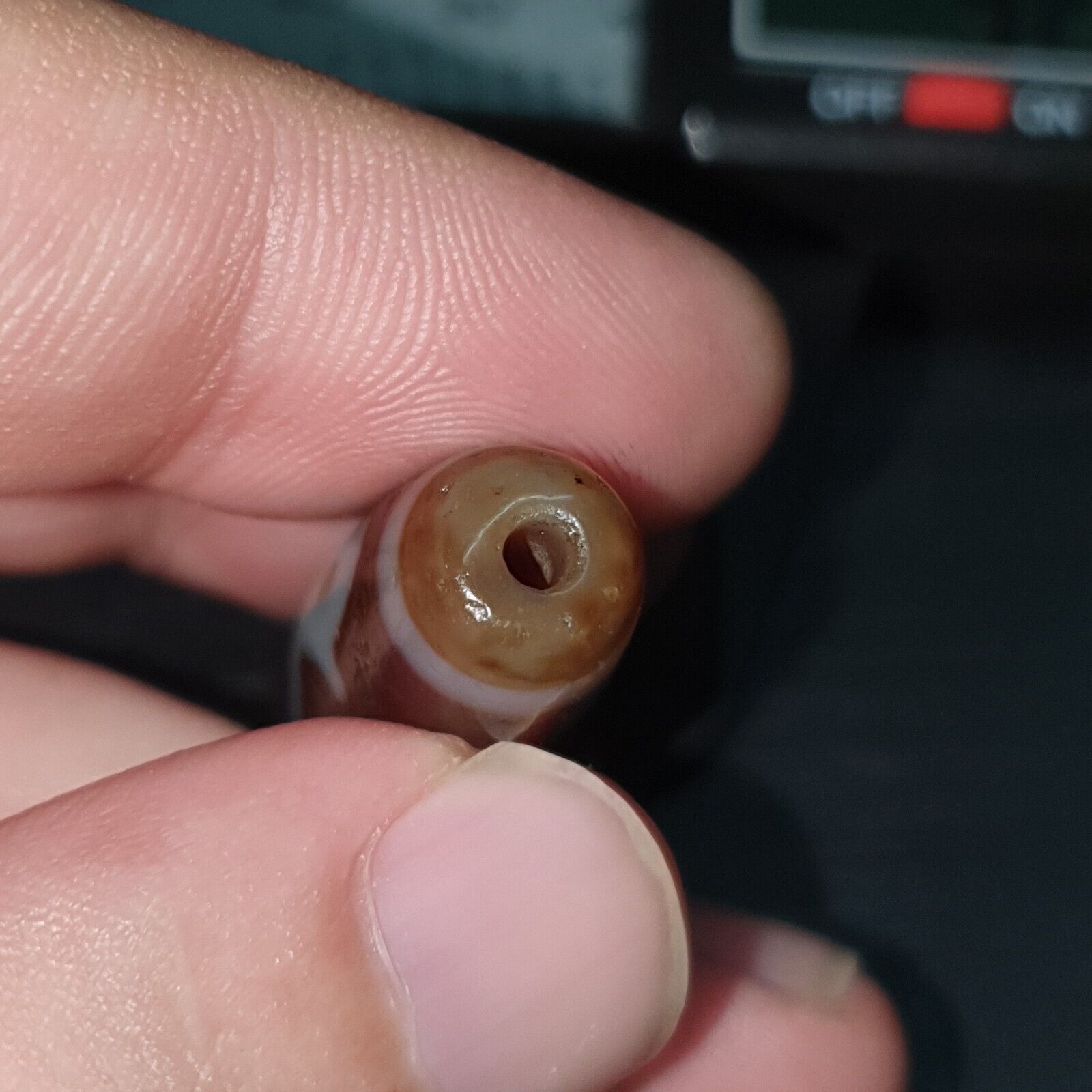 Tibetan Old Agate Dzi Bead " Unique Tasso Pattern " Amulet Pendant