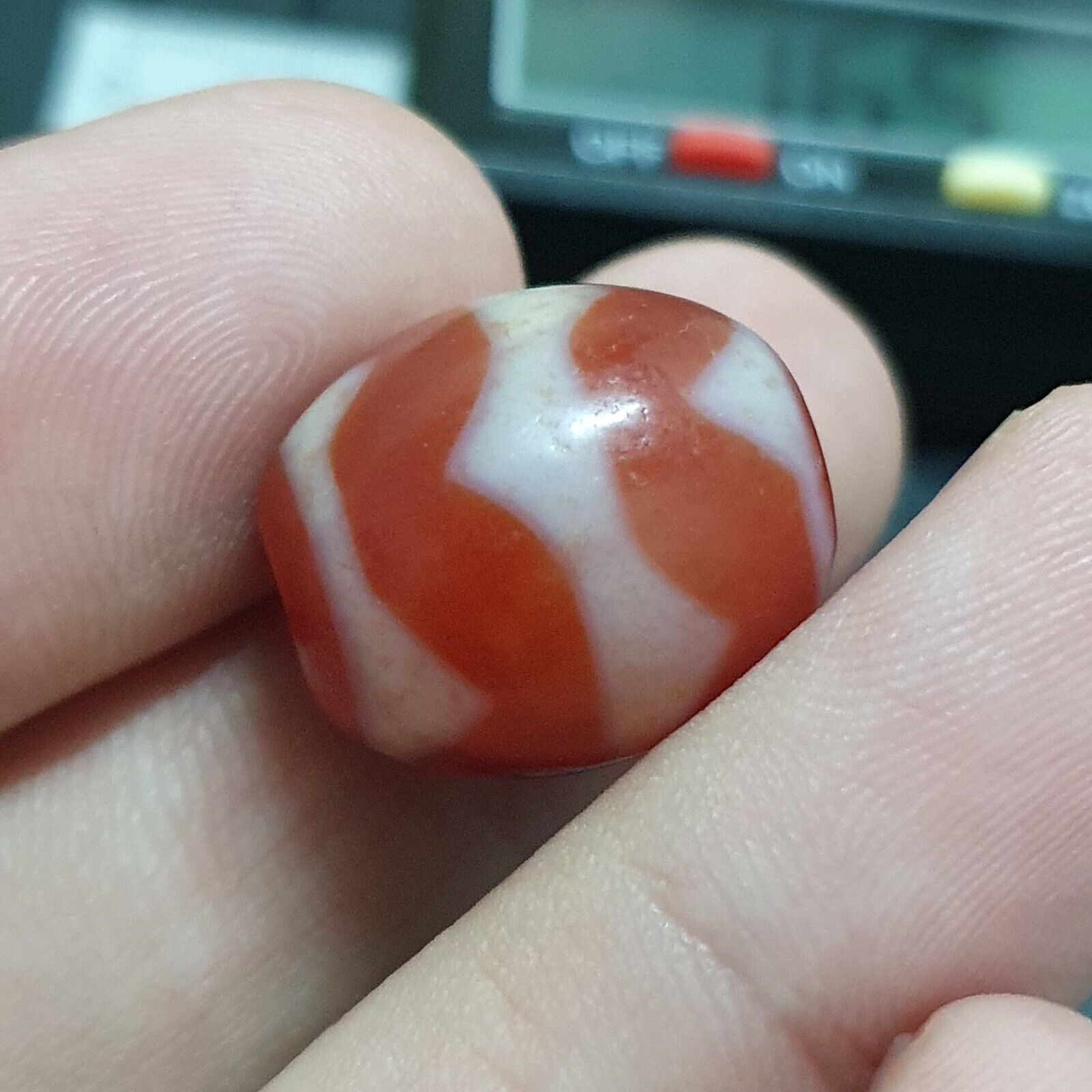 Himalayan Indo Tibetan Red Agate Dzi Amulet Bead OTB-3