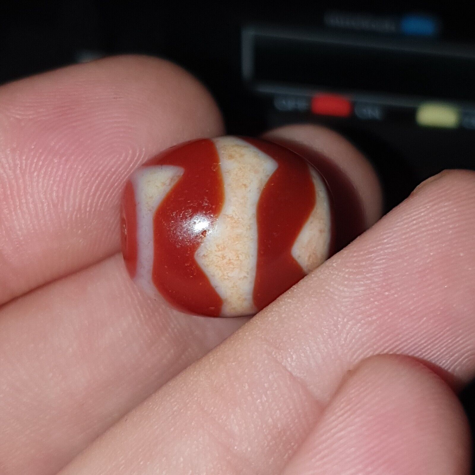 Himalayan Indo Tibetan Red Agate Dzi Amulet Bead OTB-3