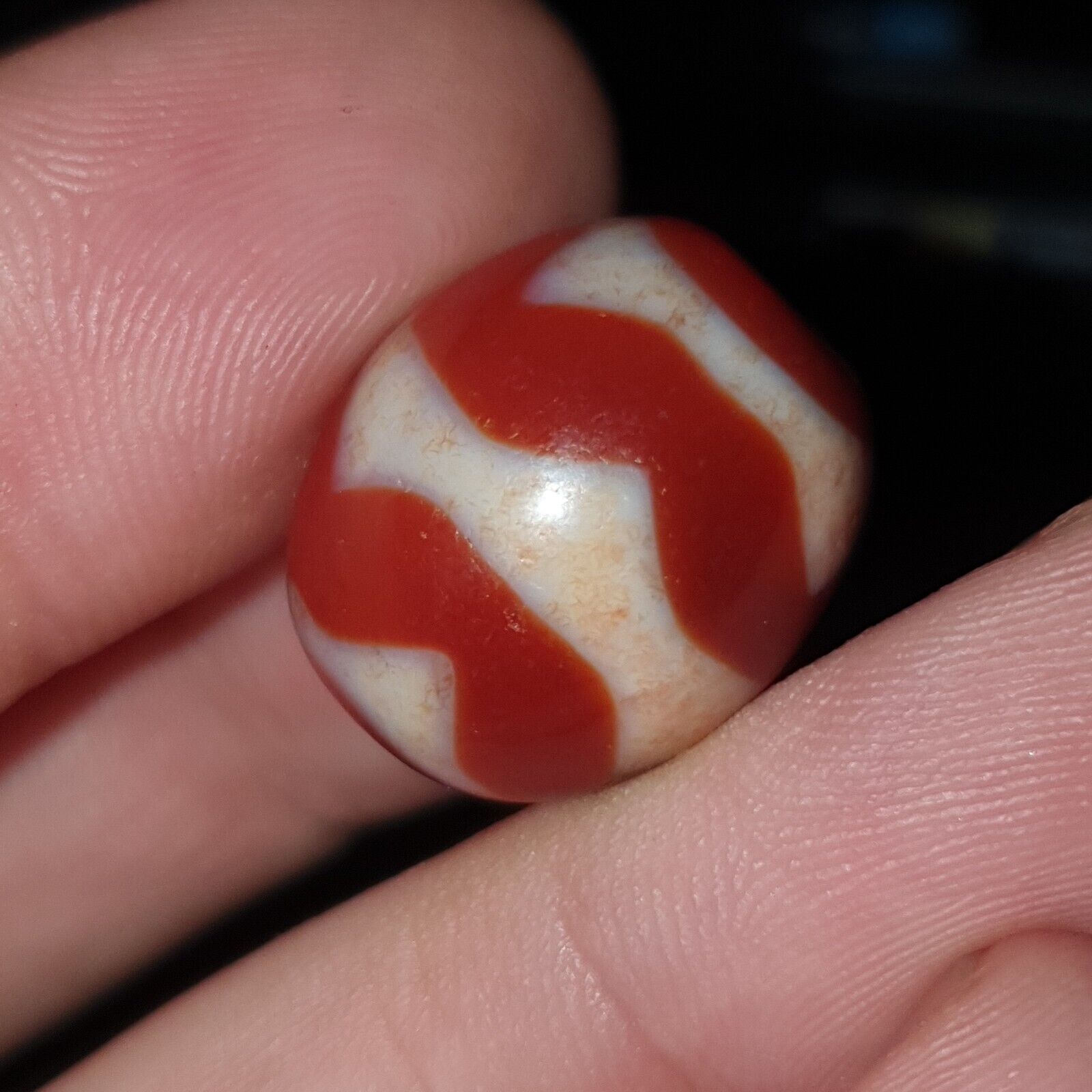 Himalayan Indo Tibetan Red Agate Dzi Amulet Bead OTB-3