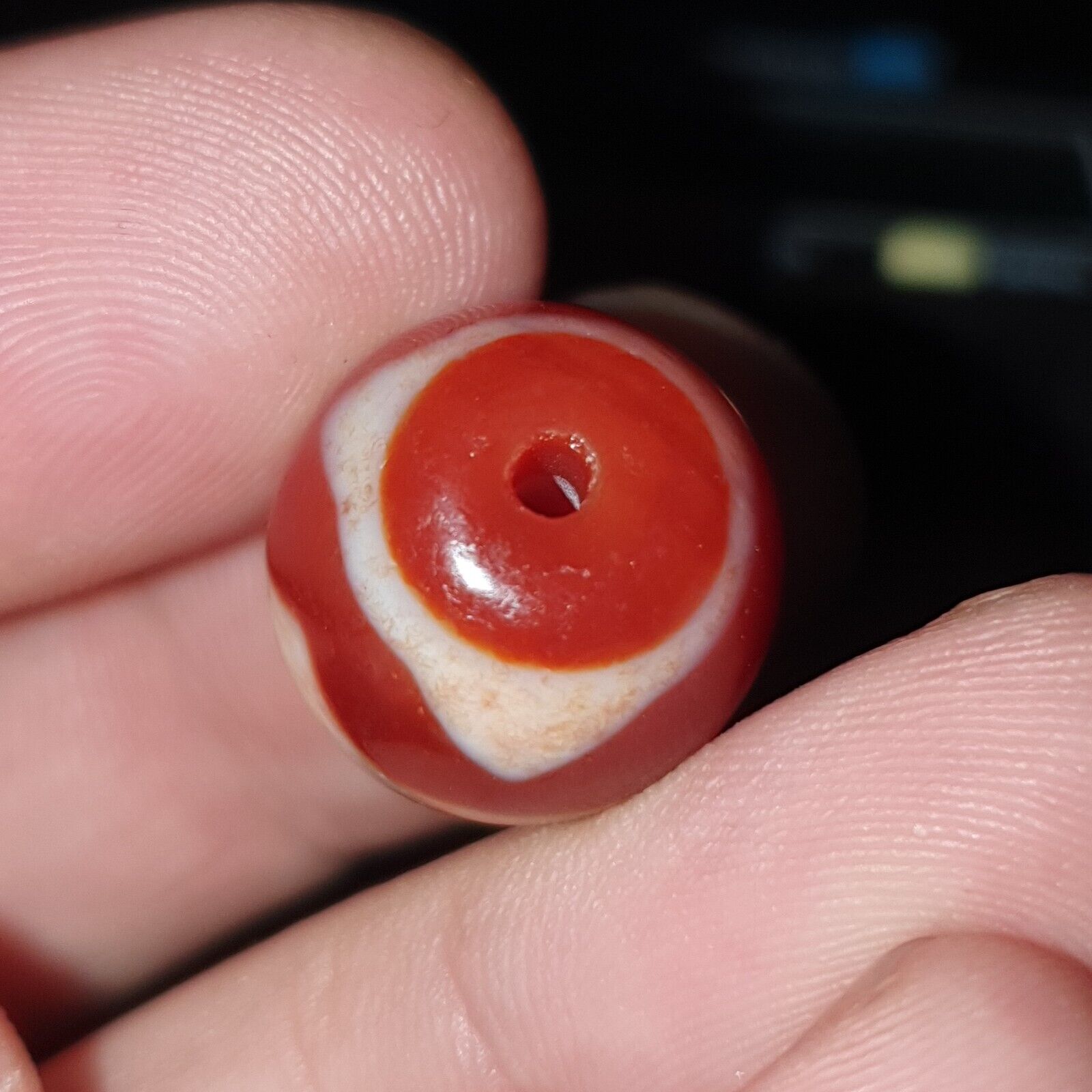 Himalayan Indo Tibetan Red Agate Dzi Amulet Bead OTB-3