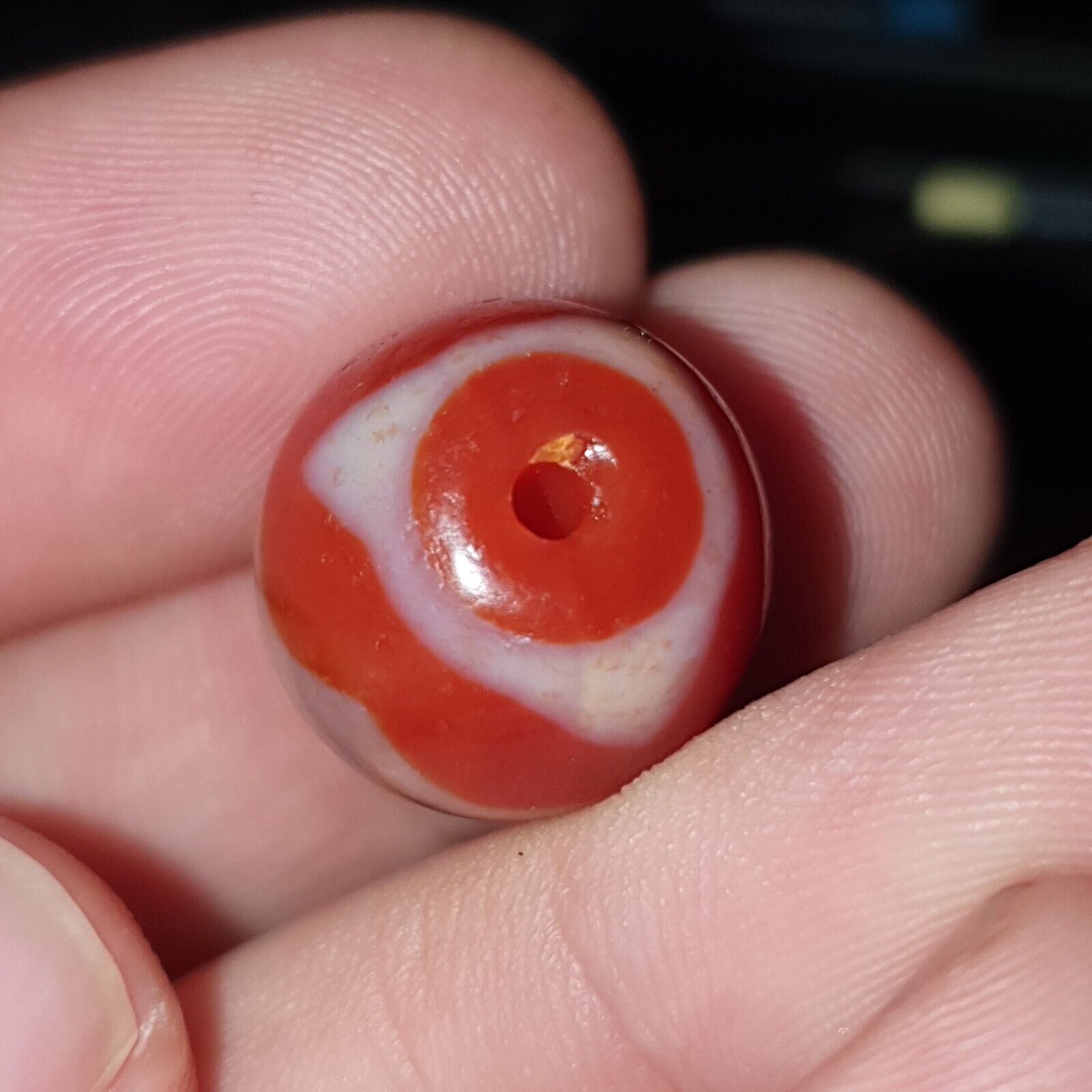 Himalayan Indo Tibetan Red Agate Dzi Amulet Bead OTB-3