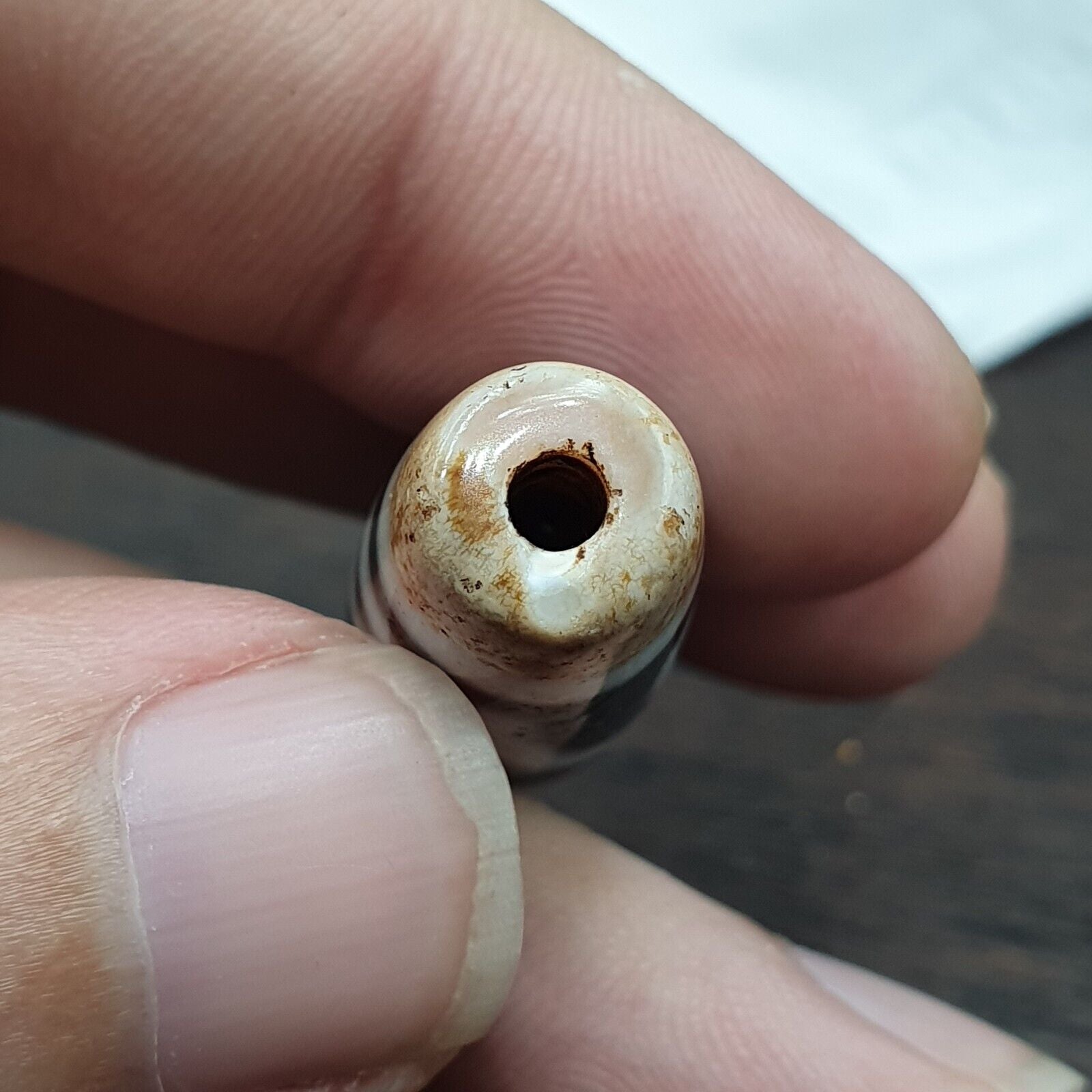 Vintage Indo Tibetan 3 Eyes rare Patterns Dzi chung agate Amulet Bead