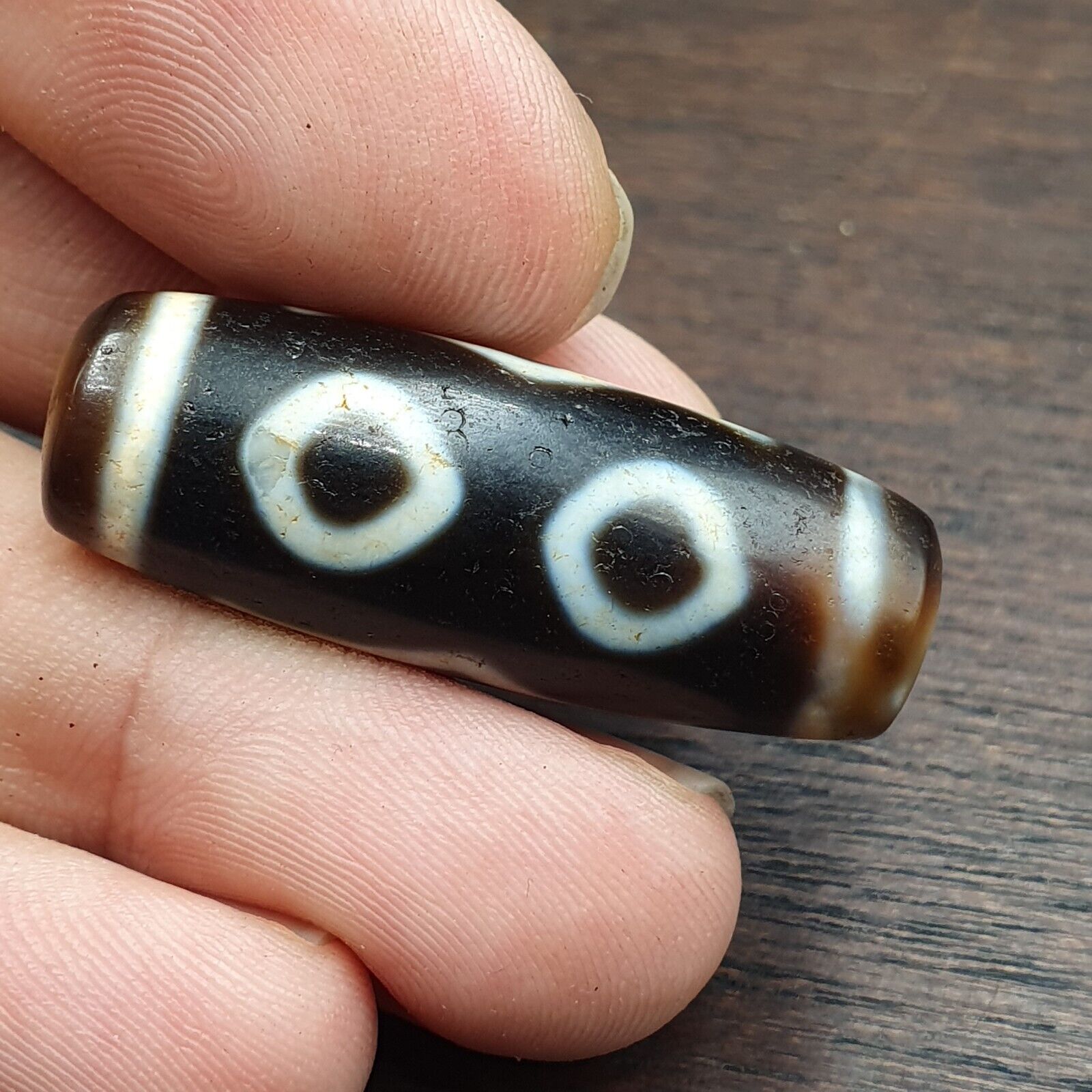Old Tibetan 3 Circle Eyes in Eye Agate stone Dzi Bead Hi Quality Amulet