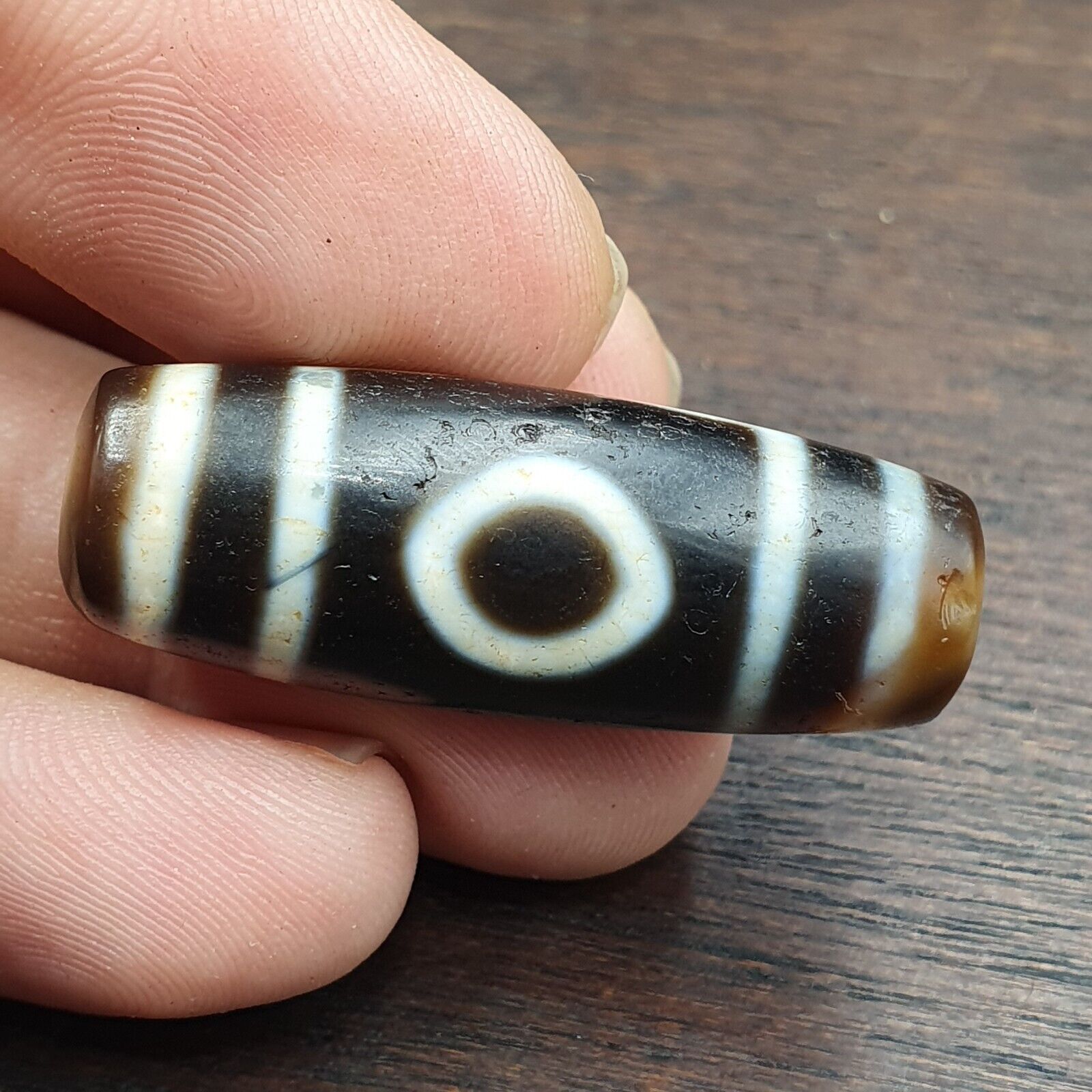 Old Tibetan 3 Circle Eyes in Eye Agate stone Dzi Bead Hi Quality Amulet
