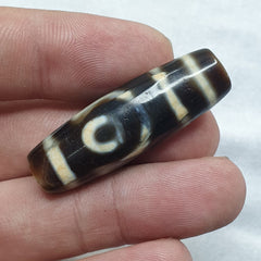 Antique Old Tibetan 2Circle Eyes Agate stone Dzi Bead Amulet