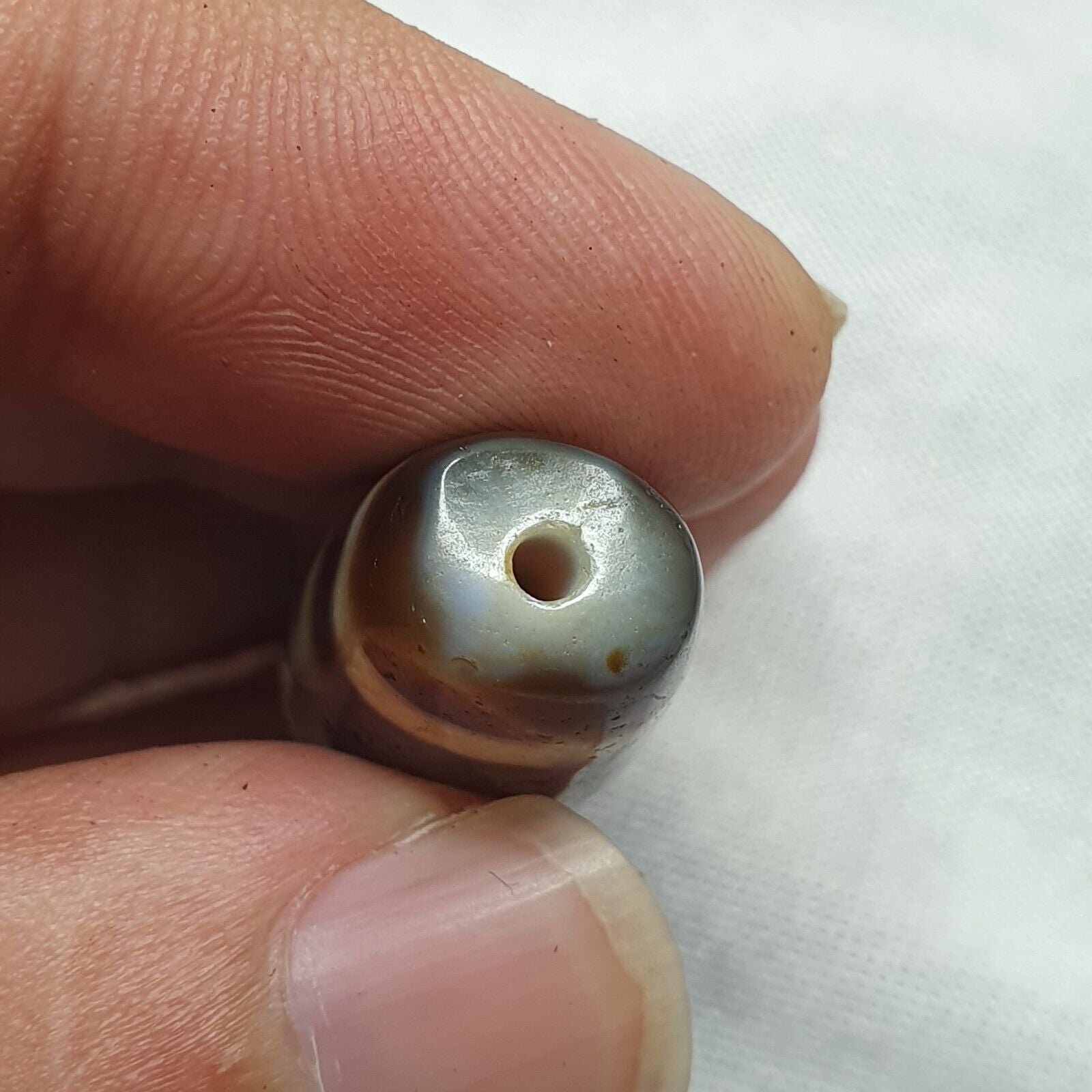 Antique Old Tibetan 2Circle Eyes Agate stone Dzi Bead Amulet