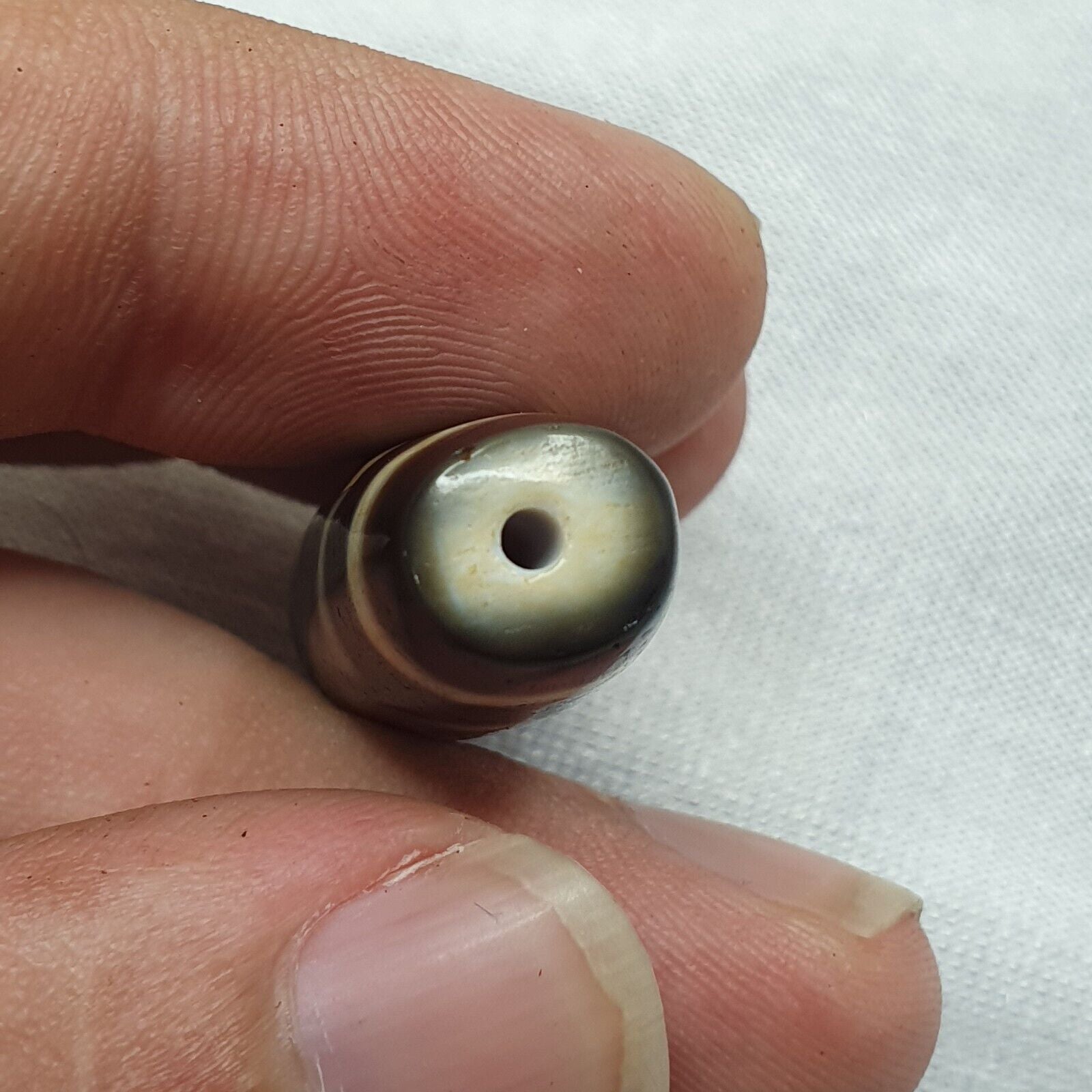 Antique Old Tibetan 2Circle Eyes Agate stone Dzi Bead Amulet