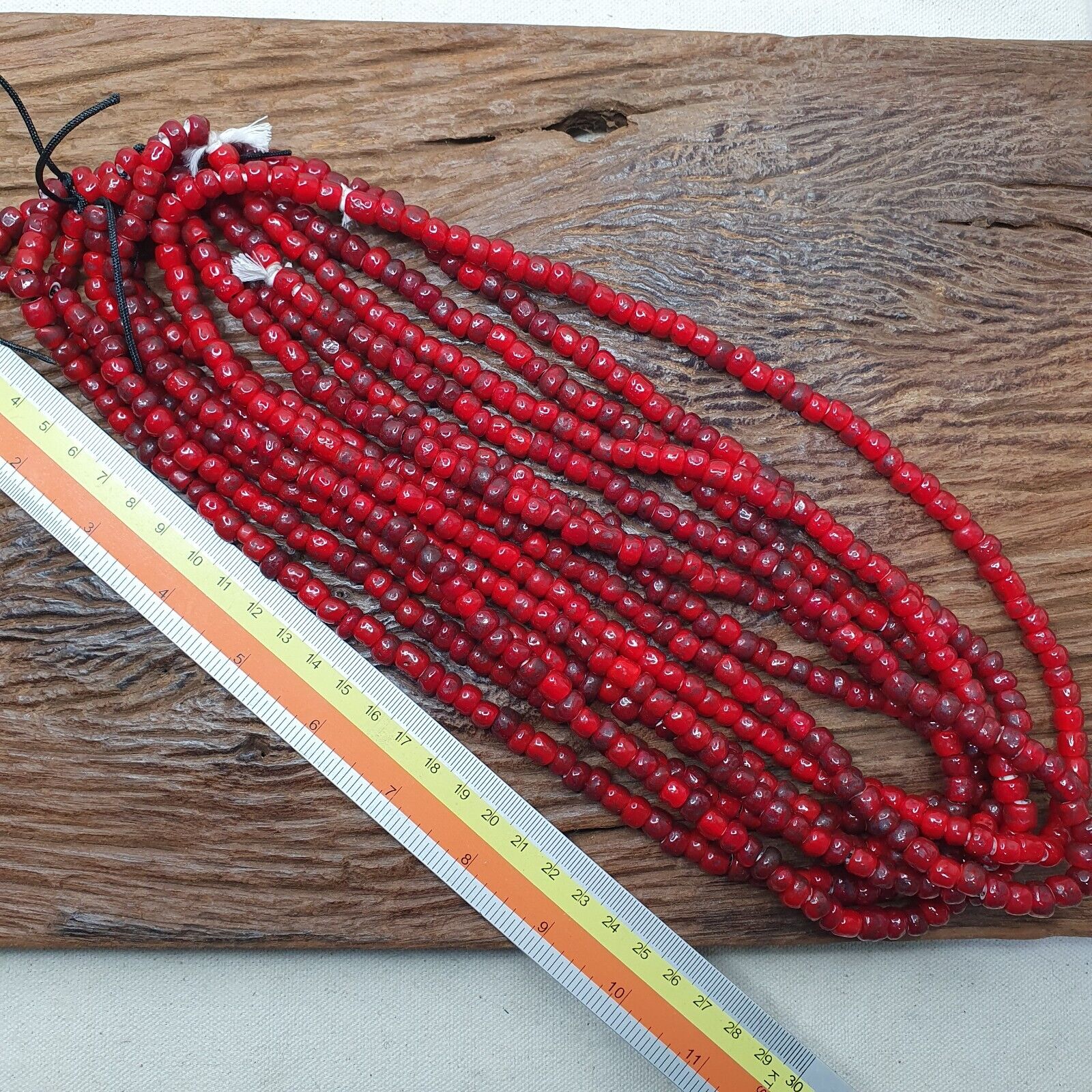 7.5 mm Antique Venetian Style White Heart Trade Beads Long Strand