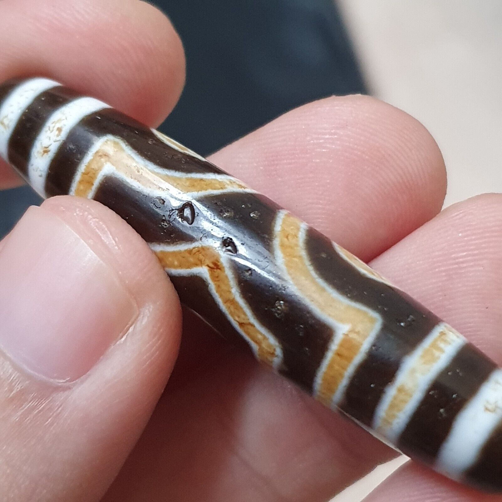 3 Eyes BEAD Tibetan dzi bead old amulet Agate Stone