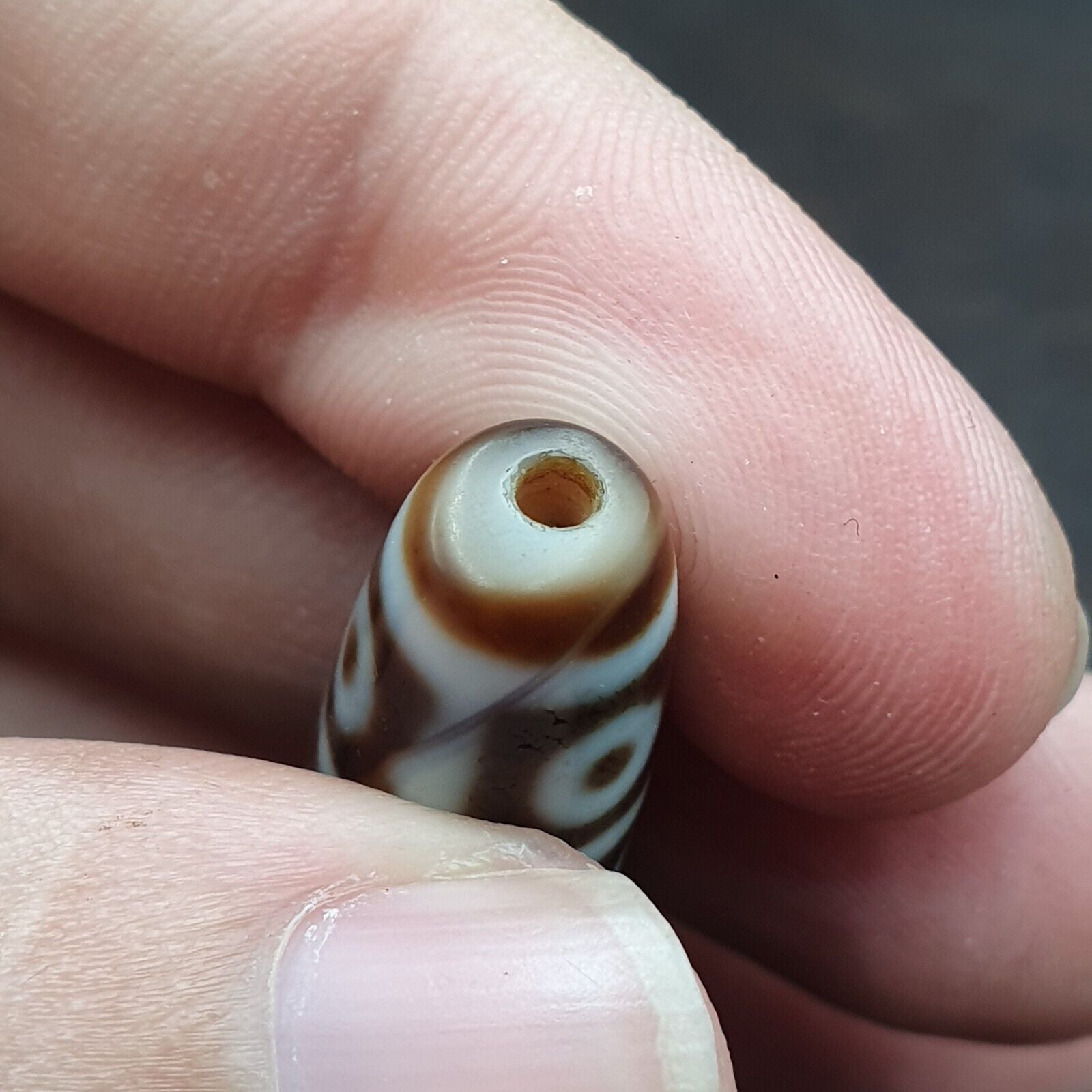 Indo Tibetan Agate 12 Eyes in Square- Agate stone Dzi Bead Amulet HQ-1