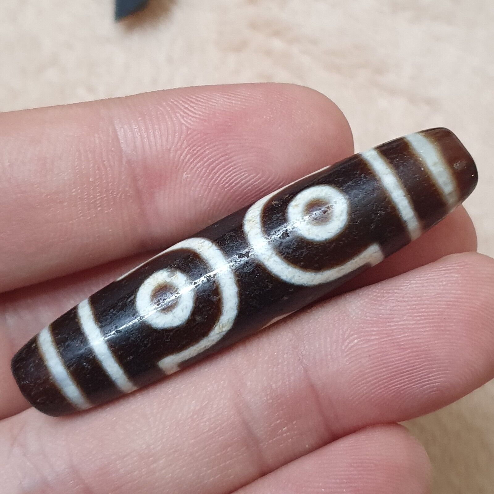 Tibetan Nepalese dzi bead 3 eyes in Eyes amulet Agate Bead 56mm PR-7