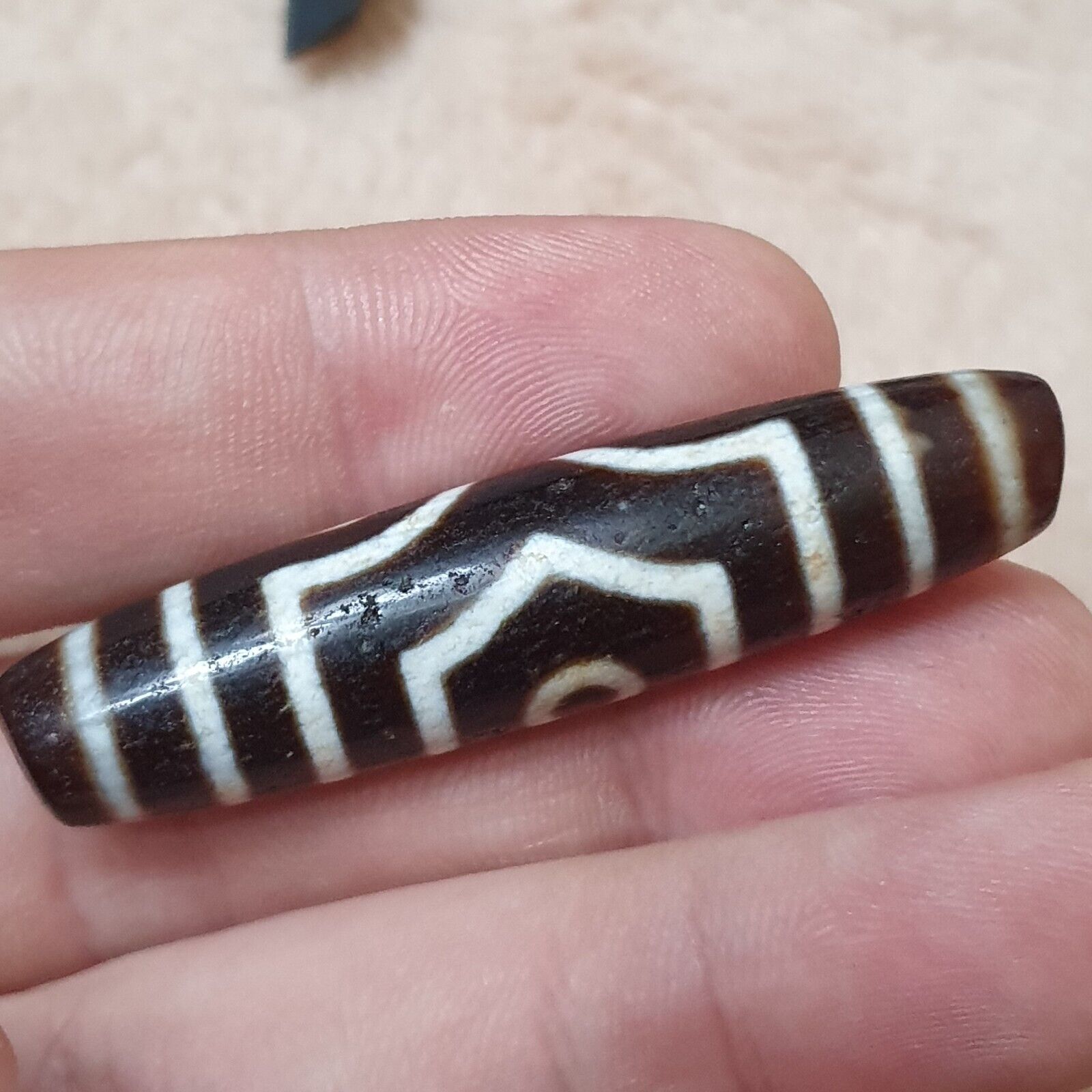 Tibetan Nepalese dzi bead 3 eyes in Eyes amulet Agate Bead 56mm PR-7