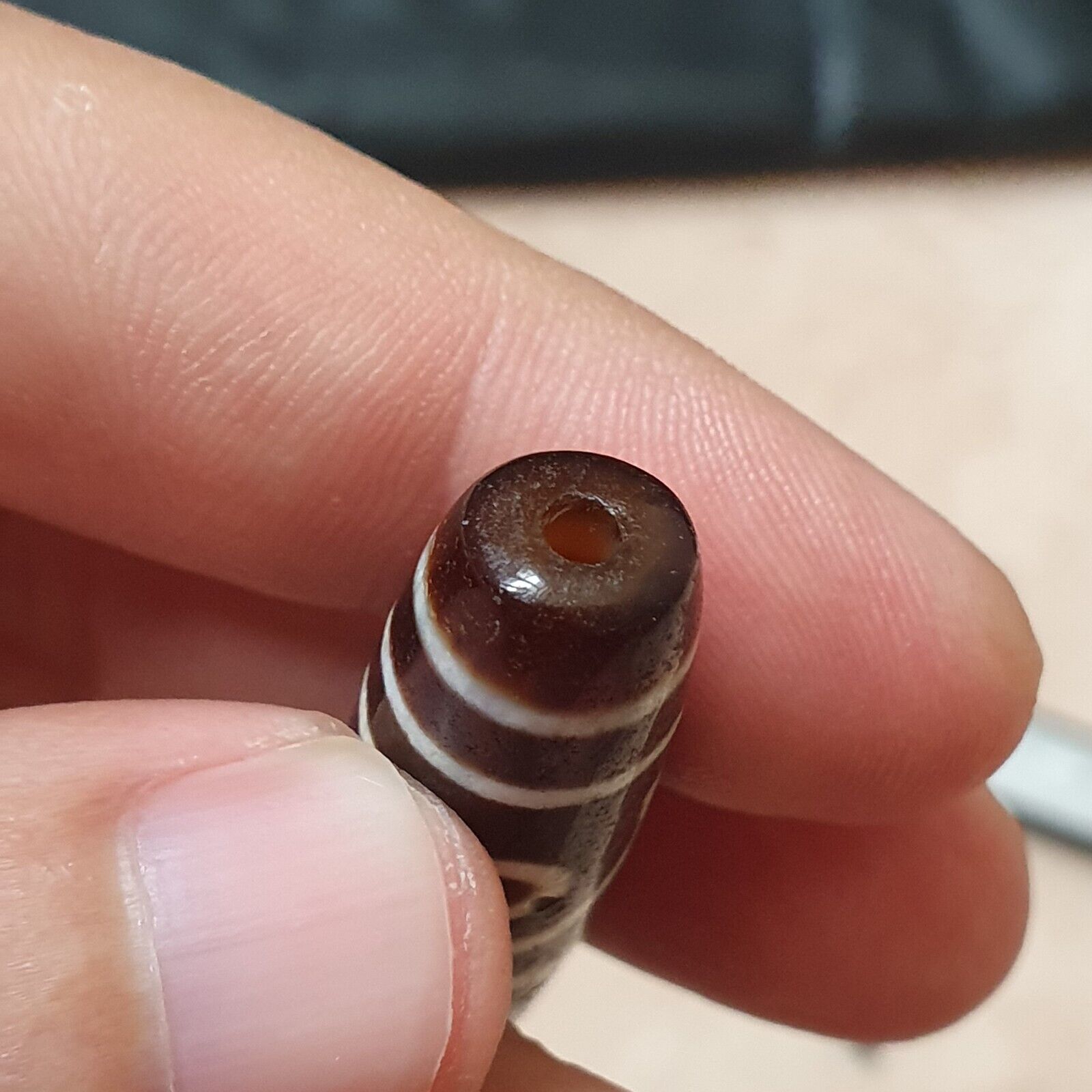 Tibetan Nepalese dzi bead 3 eyes in Eyes amulet Agate Bead 56mm PR-7