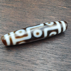 Old Indo Tibetan Agate 9 Eyes in zigzag lines Agate stone Dzi Bead Amulet HQ-2