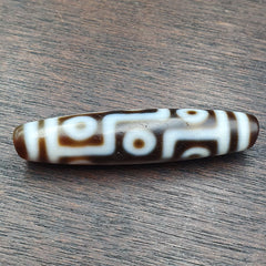 Old Indo Tibetan Agate 9 Eyes in zigzag lines Agate stone Dzi Bead Amulet HQ-2