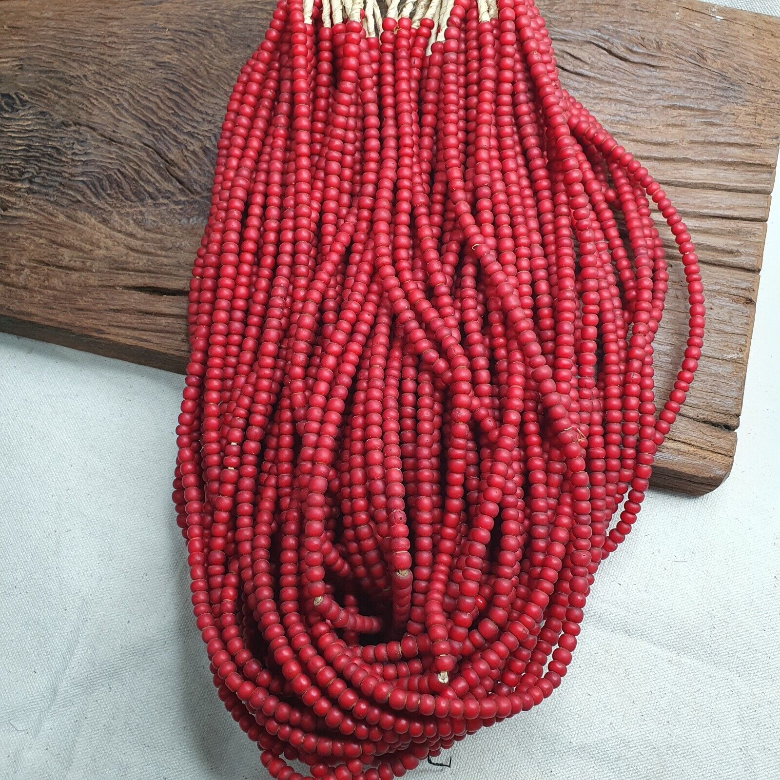 6.5 mm Antique Venetian White Heart African Trade Beads Long Strand