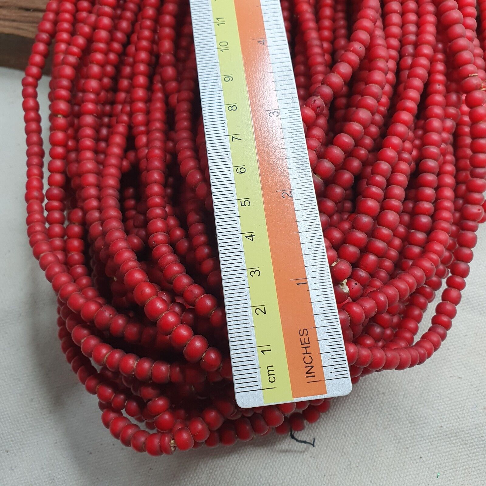 6.5 mm Antique Venetian White Heart African Trade Beads Long Strand