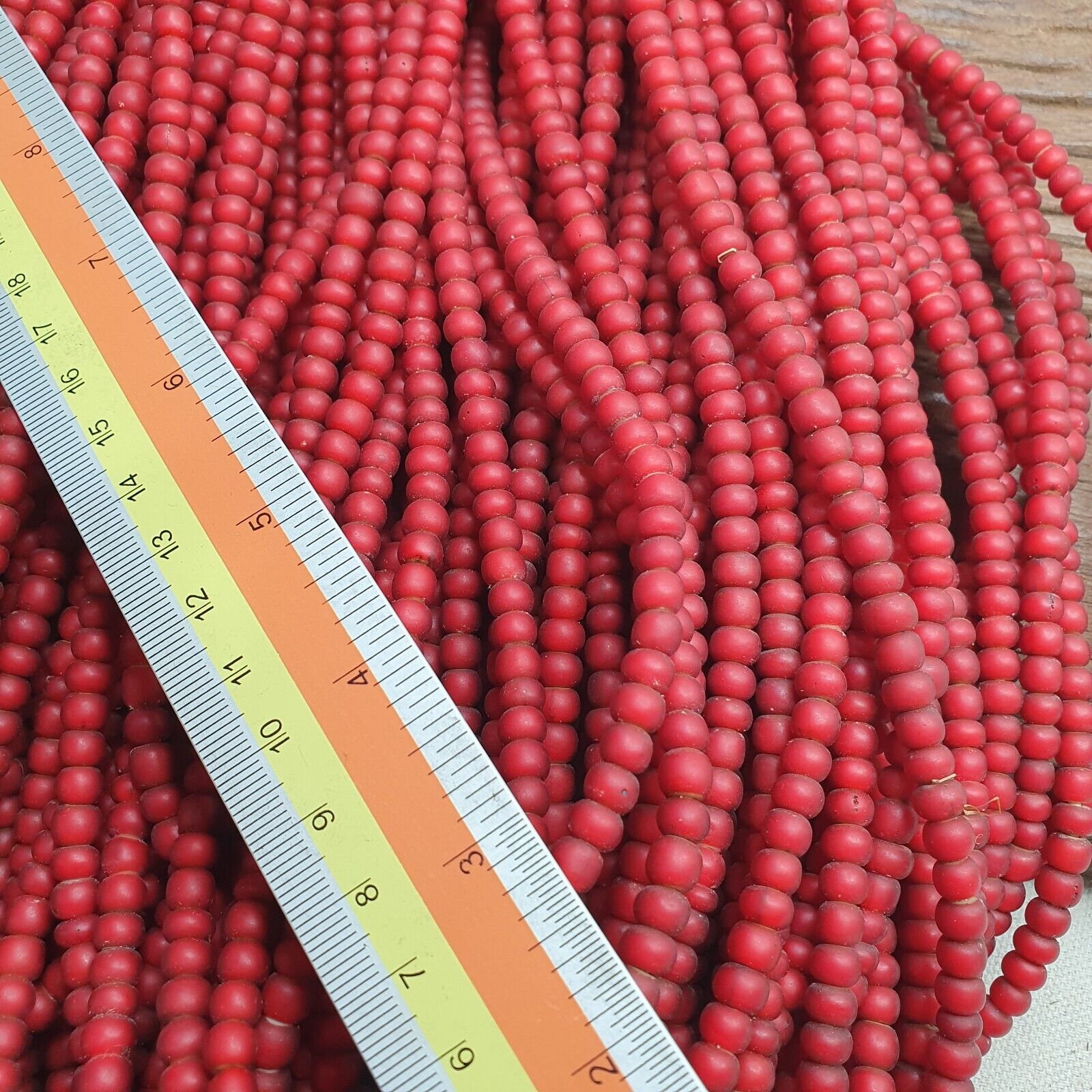 6.5 mm Antique Venetian White Heart African Trade Beads Long Strand