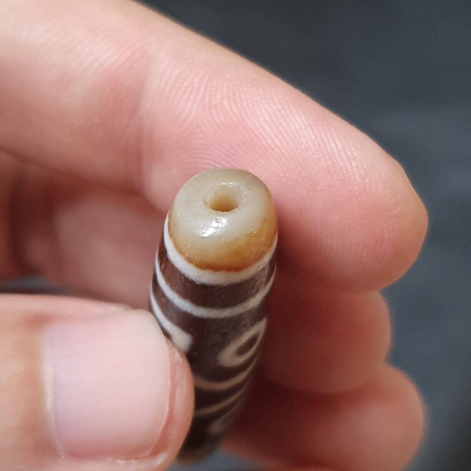 3 Eyes BEAD Tibetan dzi bead old amulet Agate Stone  APR-10