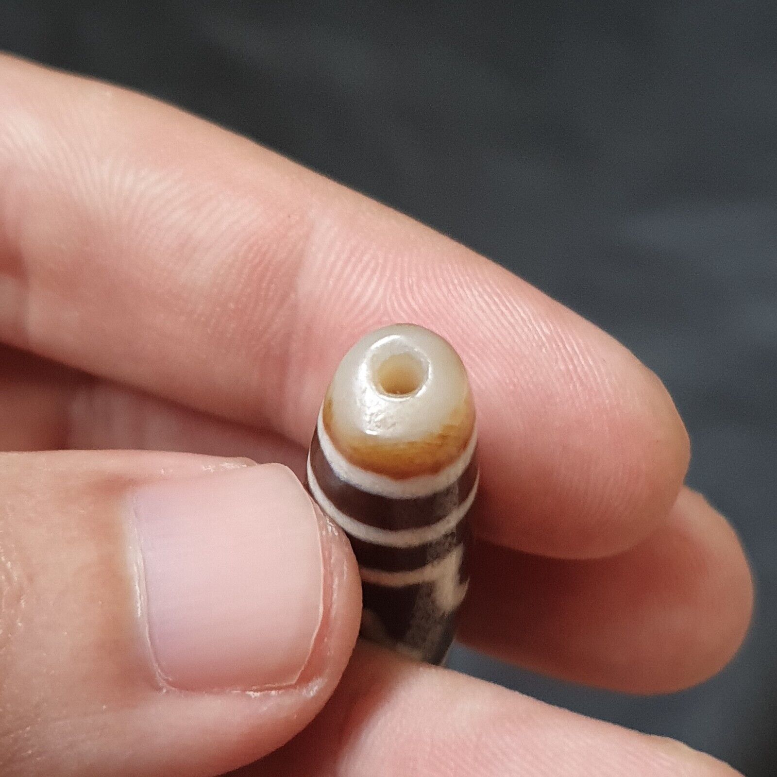 3 Eyes BEAD Tibetan dzi bead old amulet Agate Stone  APR-10