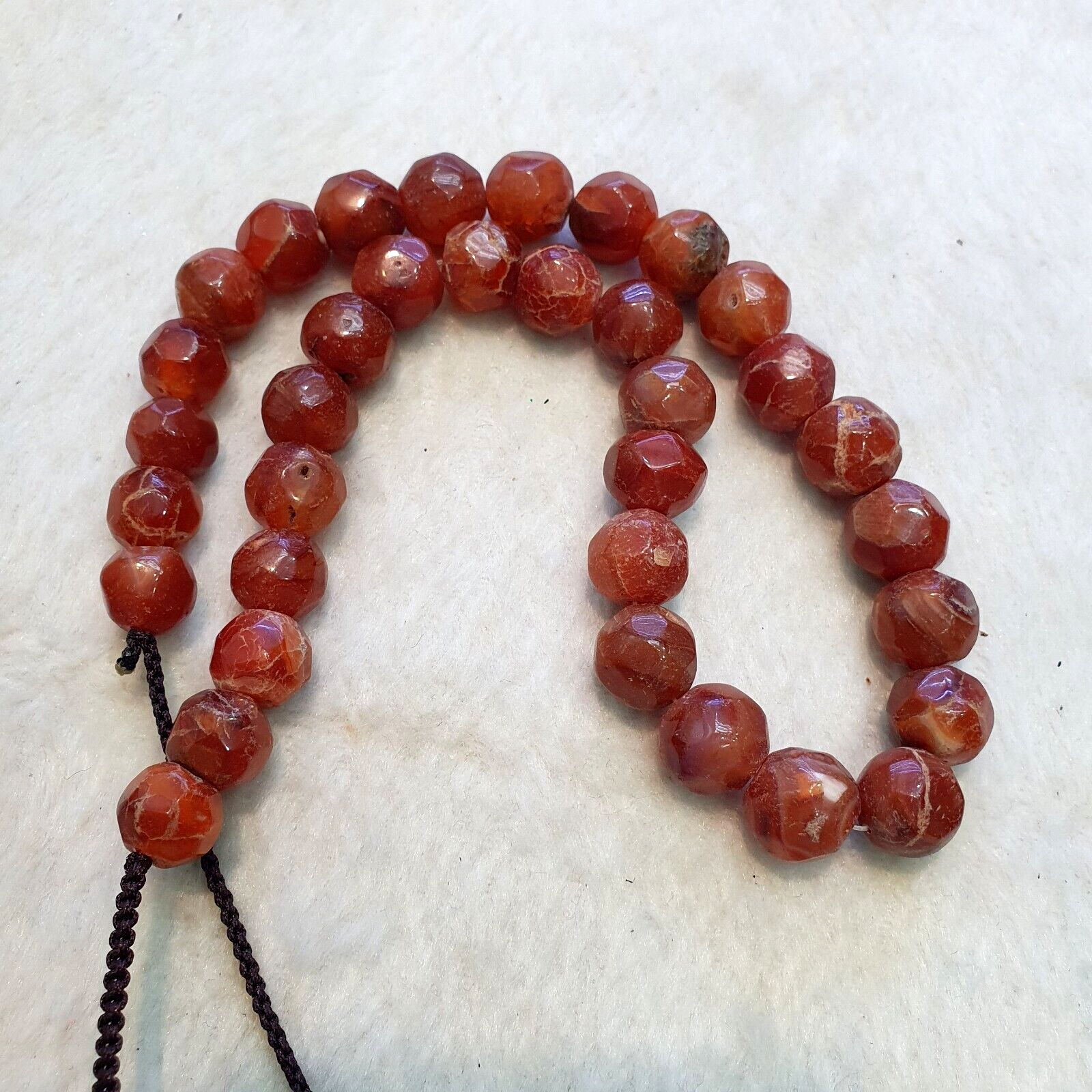 Vintage Himalayan Tibetan Carnelian Agate faceted cut Beads Necklaces #13