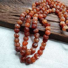 2 Vintage Himalayan Tibetan Carnelian Agate Melon Shape Beads Necklaces #12