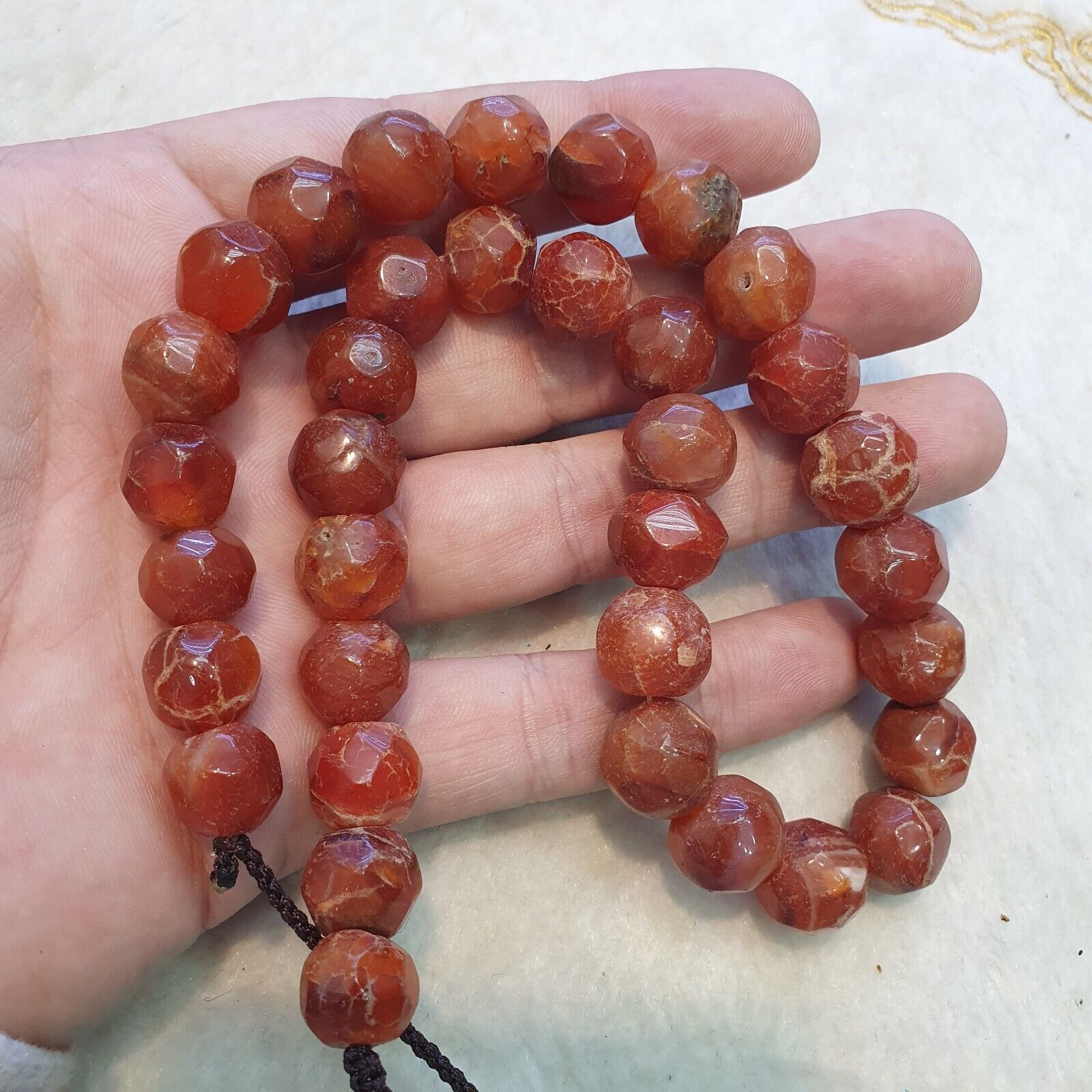 Vintage Himalayan Tibetan Carnelian Agate faceted cut Beads Necklaces #13
