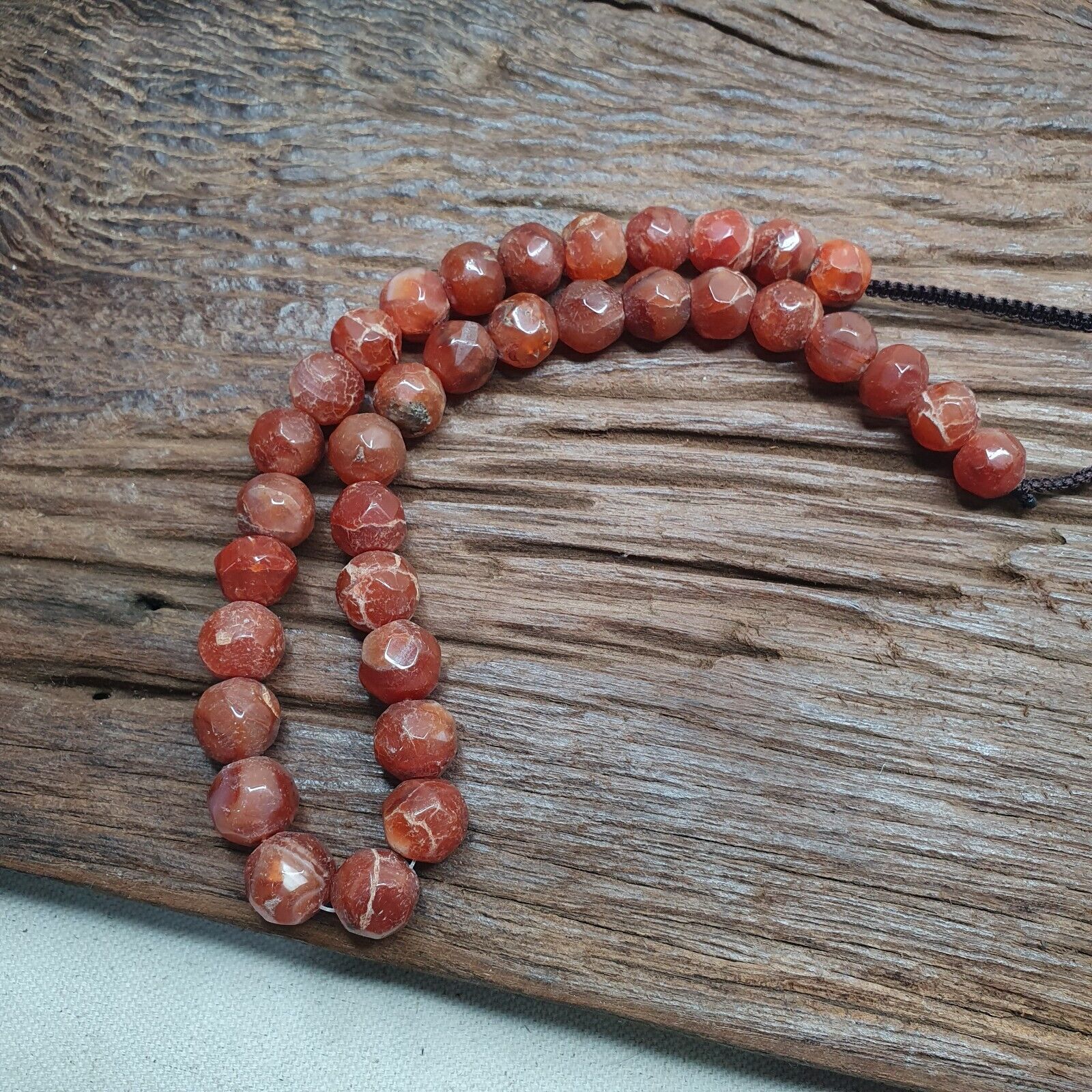Vintage Himalayan Tibetan Carnelian Agate faceted cut Beads Necklaces #13