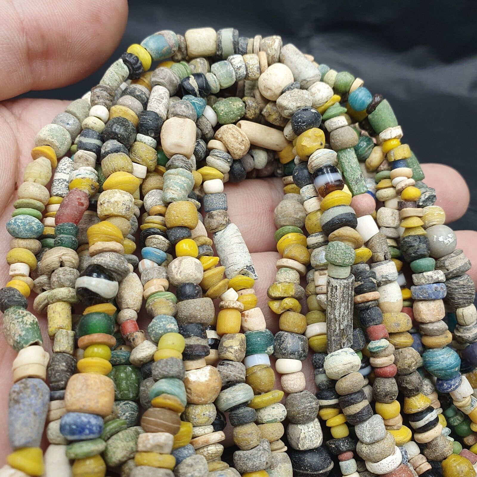 Authentic Ancient Islamic Roman Era Beads Strand Necklace #6 Strands