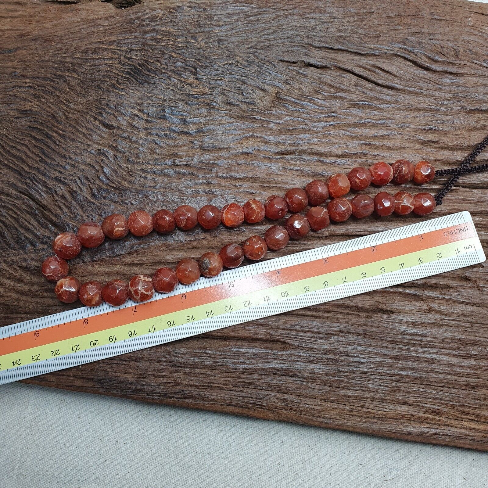 Vintage Himalayan Tibetan Carnelian Agate faceted cut Beads Necklaces #13