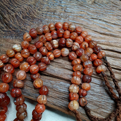 2 Vintage Himalayan Tibetan Carnelian Agate Melon Shape Beads Necklaces #12