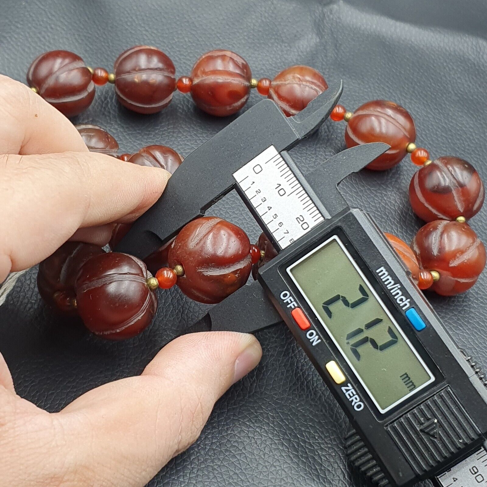 Old Tibetan Carnelian Agate Beads Melon Shape Beaded necklace 20-22mm