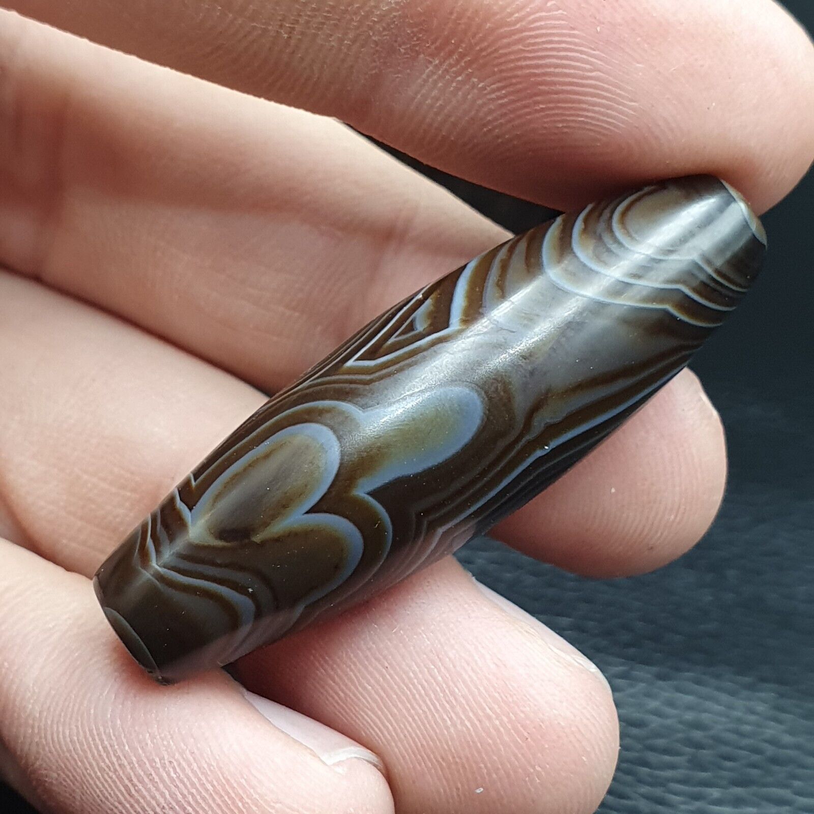 Antique Yemeni Collectible Agate Bead With Nature's Signature Banded Agate