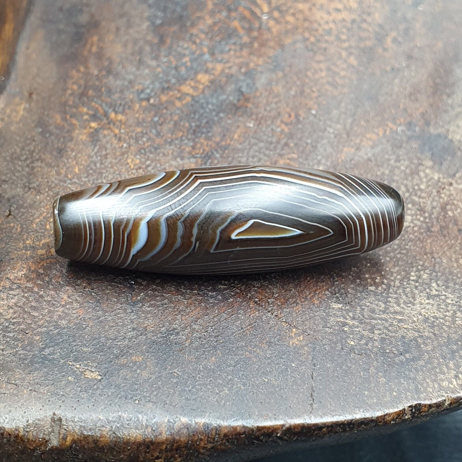 Antique Yemeni Collectible Agate Bead With Nature's Signature Banded Agate