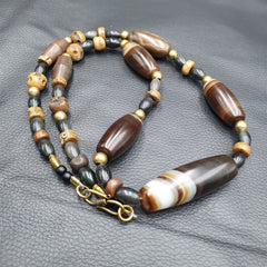 Vintage beads antique Indo Tibetan Himalayan Tibetan Agate necklace YMN1