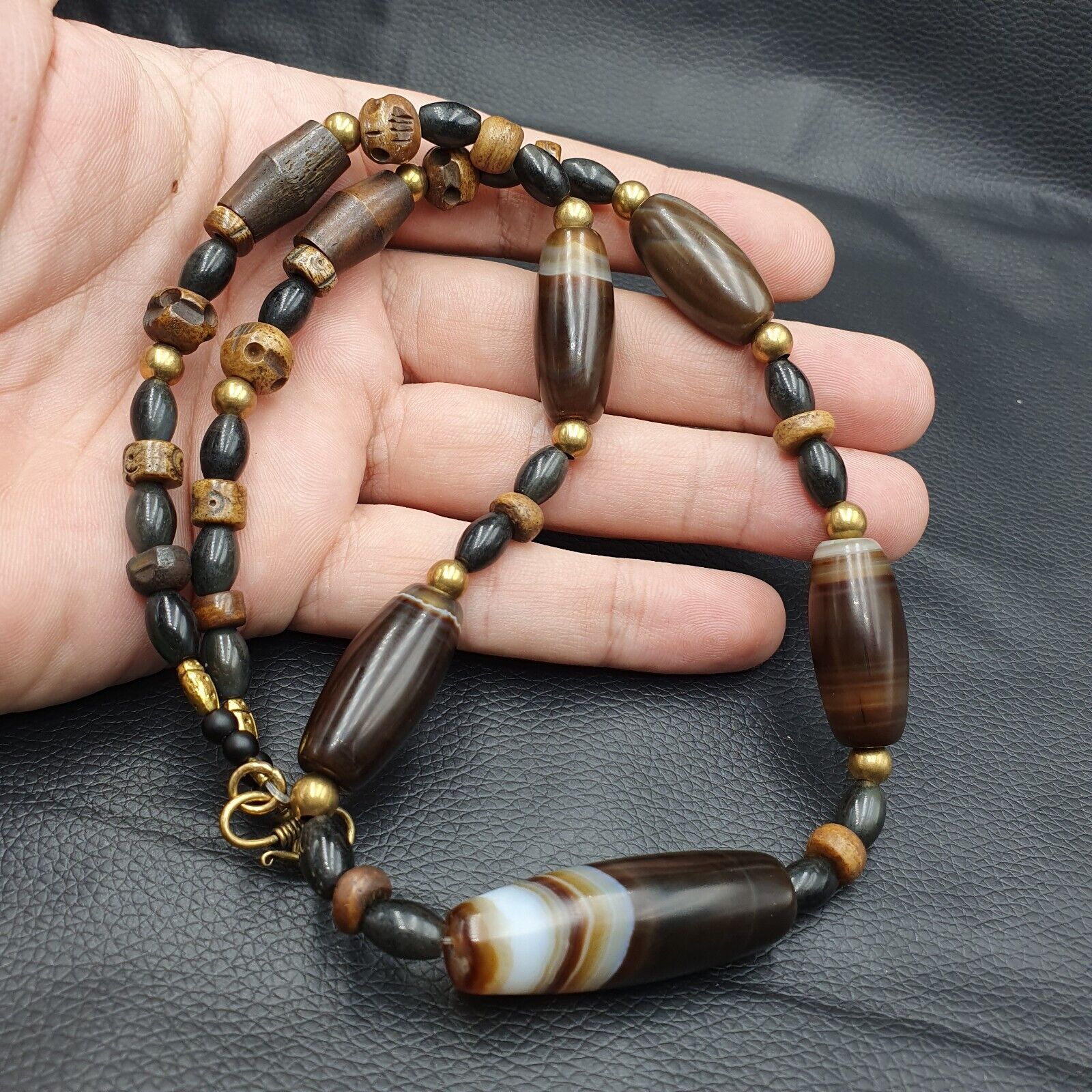 Vintage beads antique Indo Tibetan Himalayan Tibetan Agate necklace YMN1