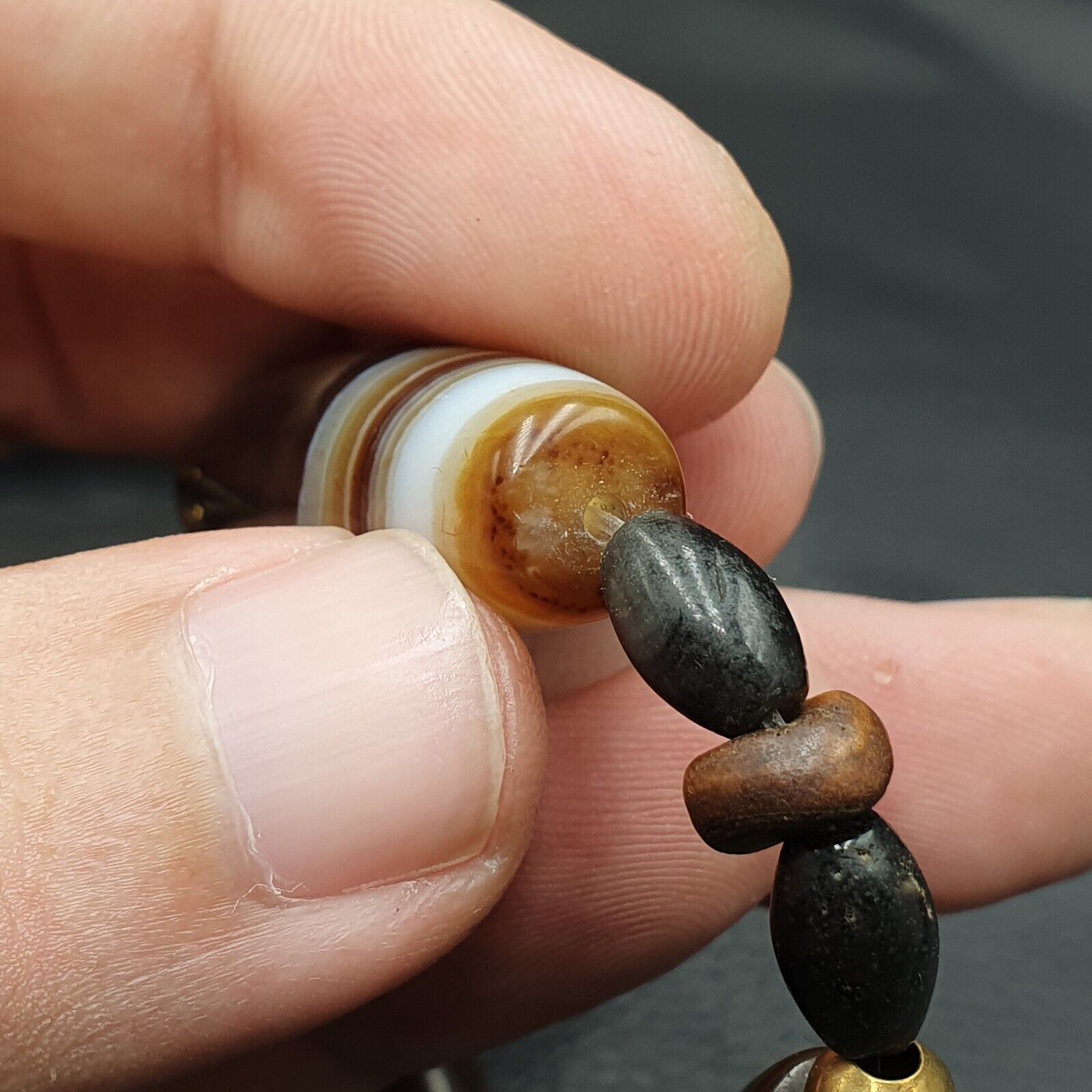Vintage beads antique Indo Tibetan Himalayan Tibetan Agate necklace YMN1
